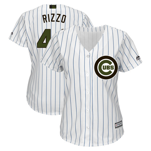 Women's Chicago Cubs #44 Anthony Rizzo White 2018 Memorial Day Cool Base Stitched MLB Jersey
